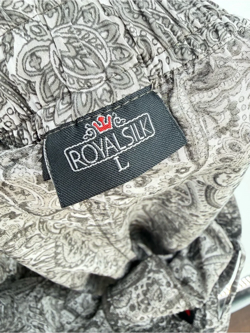 Royal Silk Paisley Print Pants - Size Large